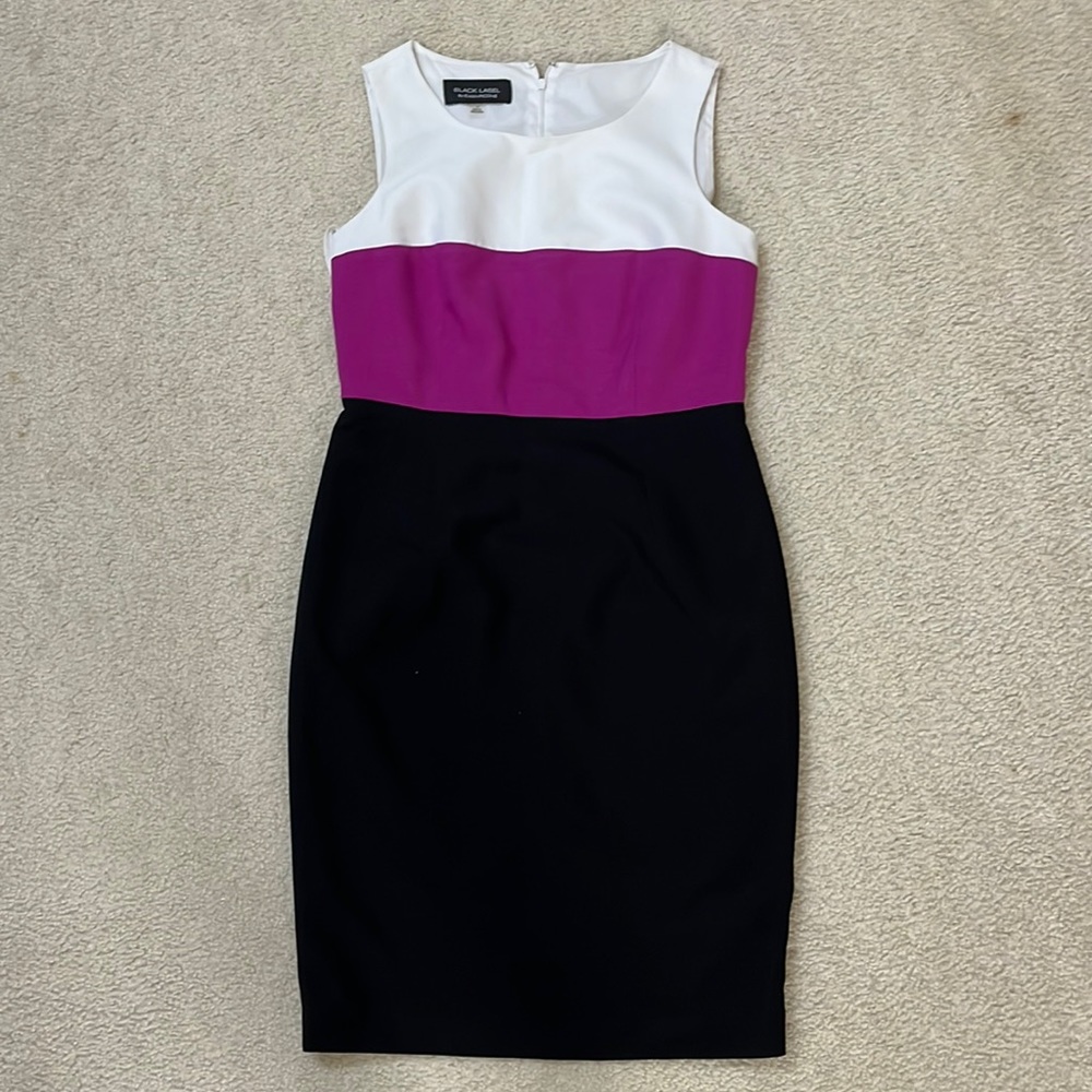 Black Label Women’s Work Dress - black, purple, and white